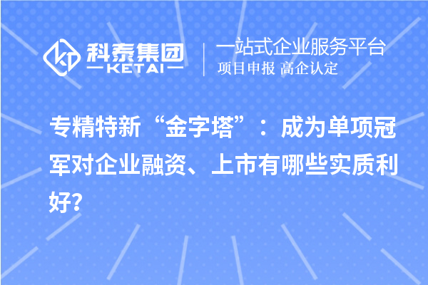 專精特新“金字塔”：成為單項冠軍對企業(yè)融資、上市有哪些實質(zhì)利好？