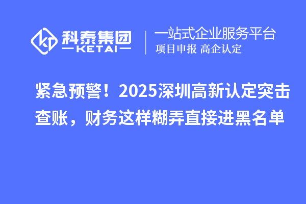 緊急預(yù)警！2025深圳高新認(rèn)定突擊查賬，財(cái)務(wù)這樣糊弄直接進(jìn)黑名單