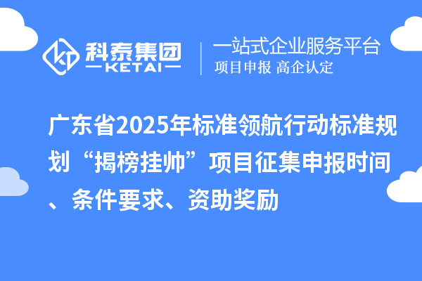 廣東省2025年標(biāo)準(zhǔn)領(lǐng)航行動標(biāo)準(zhǔn)規(guī)劃“揭榜掛帥”項目征集申報時間、條件要求、資助獎勵