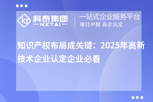 知識產(chǎn)權(quán)布局成關(guān)鍵：2025年高新技術(shù)企業(yè)認(rèn)定企業(yè)必看