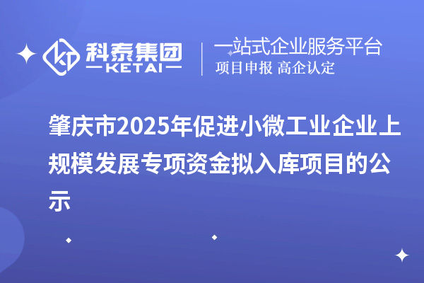 肇慶市2025年促進(jìn)小微工業(yè)企業(yè)上規(guī)模發(fā)展專項(xiàng)資金擬入庫(kù)項(xiàng)目的公示