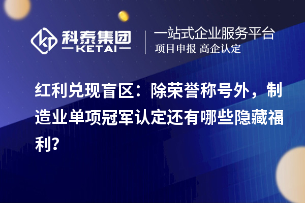 紅利兌現(xiàn)盲區(qū)：除榮譽稱號外，制造業(yè)單項冠軍認定還有哪些隱藏福利？