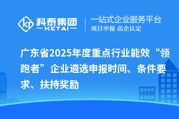 廣東省2025年度重點行業(yè)能效“領(lǐng)跑者”企業(yè)遴選申報時間、條件要求、扶持獎勵
