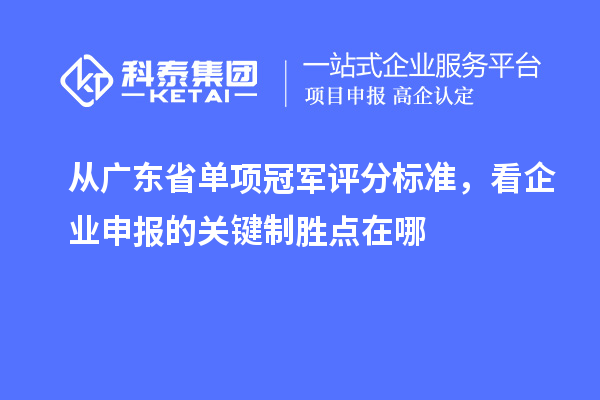 從廣東省單項冠軍評分標準，看企業(yè)申報的關鍵制勝點在哪