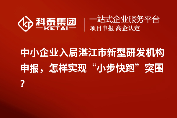 中小企業(yè)入局湛江市新型研發(fā)機(jī)構(gòu)申報(bào)，怎樣實(shí)現(xiàn)“小步快跑”突圍？