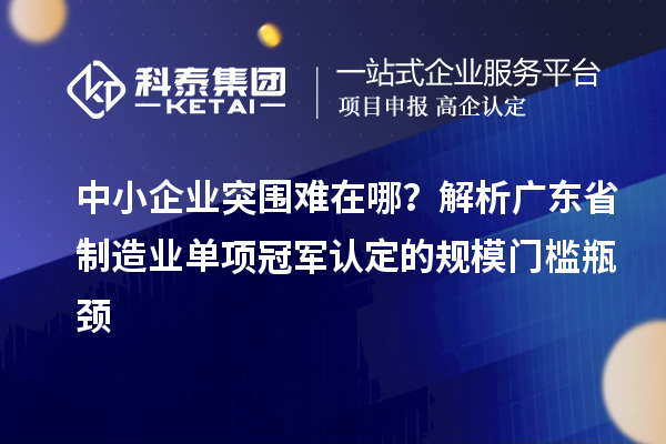 中小企業(yè)突圍難在哪？解析廣東省制造業(yè)單項冠軍認定的規(guī)模門檻瓶頸