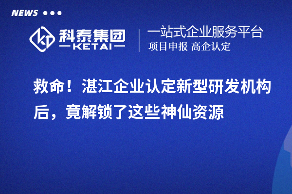救命！湛江企業(yè)認(rèn)定新型研發(fā)機(jī)構(gòu)后，竟解鎖了這些神仙資源