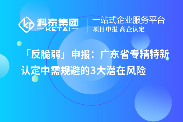 「反脆弱」申報(bào)：廣東省專精特新中小企業(yè)認(rèn)定中需規(guī)避的3大潛在風(fēng)險(xiǎn)