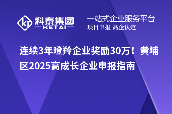 連續(xù)3年瞪羚企業(yè)獎(jiǎng)勵(lì)30萬！黃埔區(qū)2025高成長企業(yè)申報(bào)指南