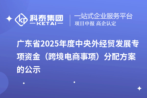 廣東省2025年度中央外經(jīng)貿(mào)發(fā)展專(zhuān)項(xiàng)資金（跨境電商事項(xiàng)）分配方案的公示