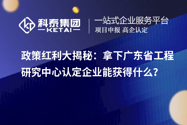 政策紅利大揭秘：拿下廣東省工程研究中心認(rèn)定企業(yè)能獲得什么？