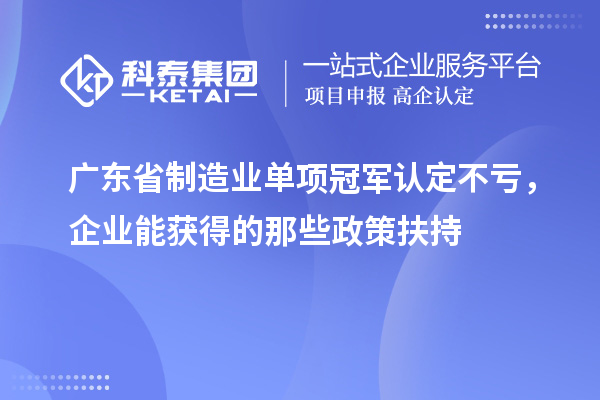廣東省制造業(yè)單項冠軍認定不虧，企業(yè)能獲得的那些政策扶持