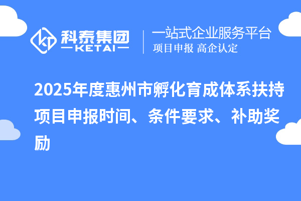 2025年度惠州市孵化育成體系扶持項目申報時間、條件要求、補助獎勵